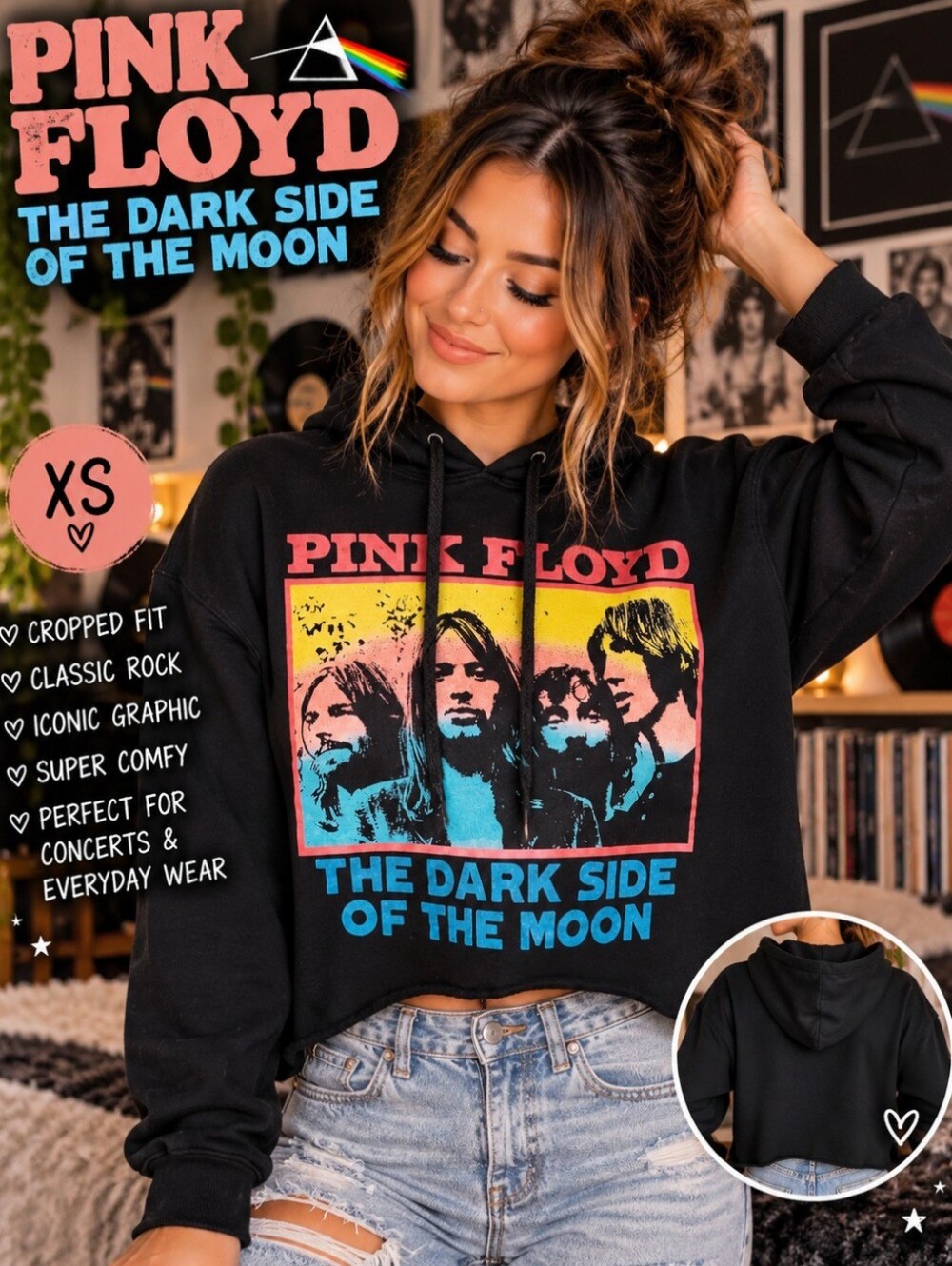 Pink Floyd The Dark Side Of The Moon Cropped Hoodie
